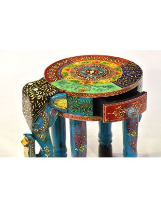Stolička ve tvaru slona ručně malovaná, 40x30x37cm