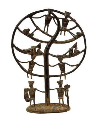Strom života, mosazná soška, tribal art, 24x9x33cm
