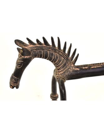 Kůň, mosazná soška, tribal art, 34x6x17cm