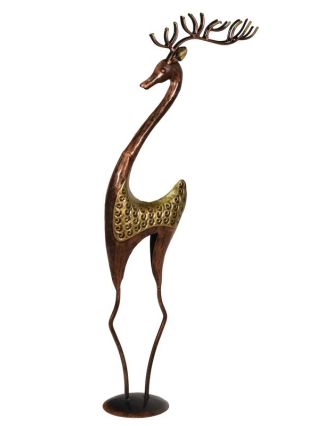 Socha jelena, kov, bronzová patina, 20x15x89cm