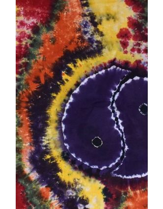 Přehoz na postel, Jin-Jang, barevná batika, 220x130cm