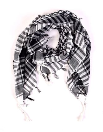 Šátek "Palestina" (arabský šátek) bílo-černý, bavlna, 100x100cm
