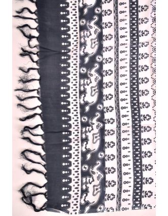 Sárong, šedý s potiskem slonů, 100x180cm