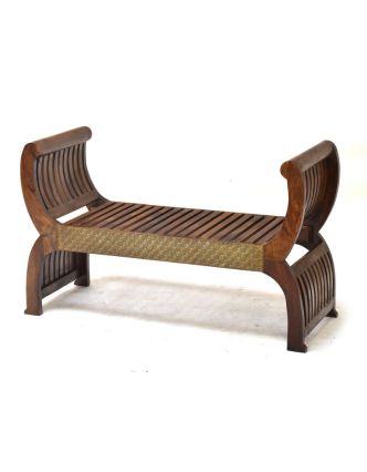Sedátko z palisandrového dřeva, mosazné kování, 117x45x71cm