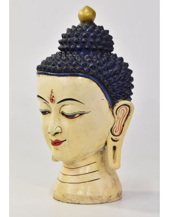 Hlava Buddhy, keramika, ručně malovaná, 23 cm