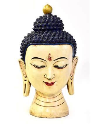 Hlava Buddhy, keramika, ručně malovaná, 23 cm