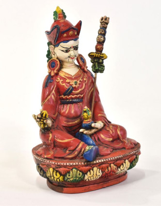 Guru Rinpoche sedící na lotosovém trůnu, keramika, 11x12x22cm