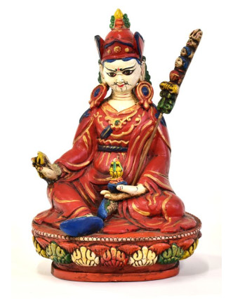 Guru Rinpoche sedící na lotosovém trůnu, keramika, 11x12x22cm