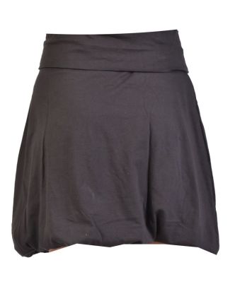 Krátká balonová sukně, černá, kruhové aplikace, elastický pas