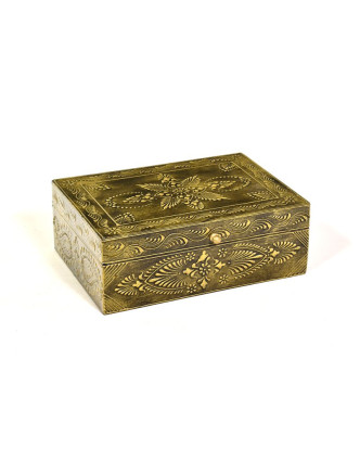 Dřevěná ozdobná krabička (šperkovnice), mosazné kování, 25x18x10cm