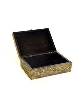 Dřevěná ozdobná krabička (šperkovnice), mosazné kování, 25x18x10cm