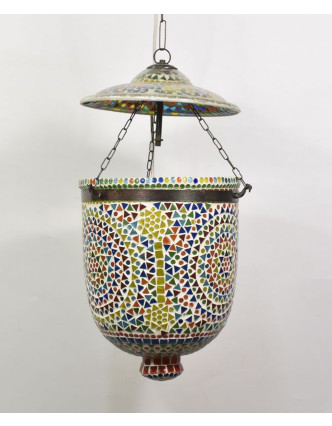 Skleněná mozaiková lampa, multibarevná, ruční práce, 24x24x30cm