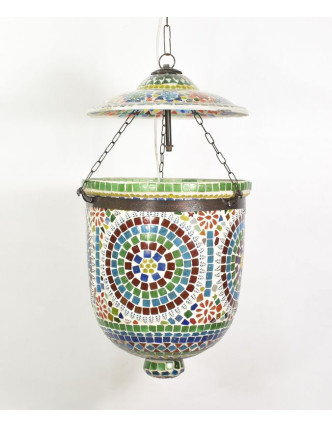 Skleněná mozaiková lampa, multibarevná, ruční práce, 24x24x30cm