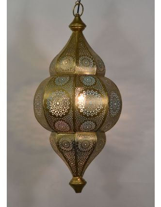 Lampa v orientálním stylu s jemným vzorem, zlatá, uvnitř modrá, 25x25x50cm