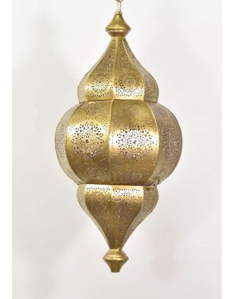 Lampa v orientálním stylu s jemným vzorem, zlatá, uvnitř fialová, 25x25x50cm