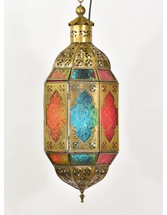 Arabská lampa, multibarevná, mosaz, ruční práce, 14x14x40cm