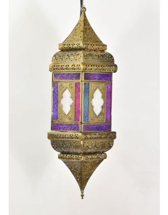 Arabská lampa, multibarevná, mosaz, ruční práce, 13x13x50cm
