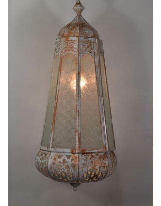 Arabská lampa, bílá patina, ruční práce, 33x33x78cm