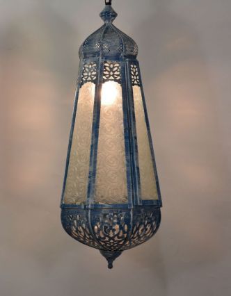 Arabská lampa, bílá patina, ruční práce, 26x26x60cm