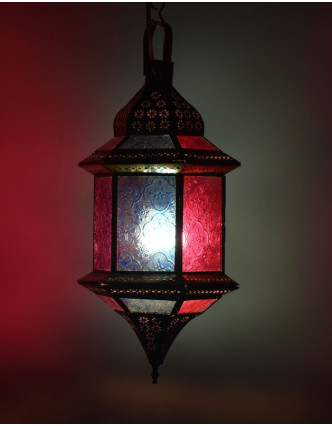 Arabská lampa, multibarevná, mosaz, ruční práce, 19x19x37cm