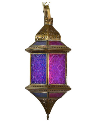 Arabská lampa, multibarevná, mosaz, ruční práce, 19x19x37cm