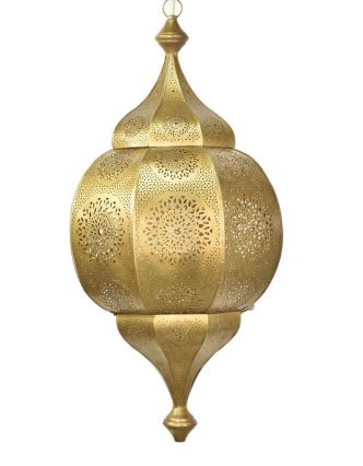 Orientální lampa s jemným vzorem, zlatá, uvnitř zlatá, 30x30x63cm