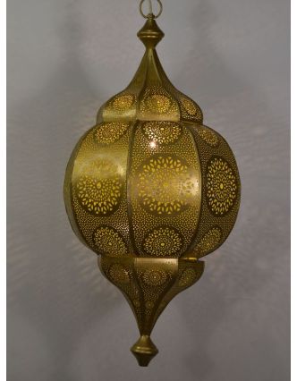 Orientální lampa s jemným vzorem, zlatá, uvnitř žlutá, 30x30x63cm