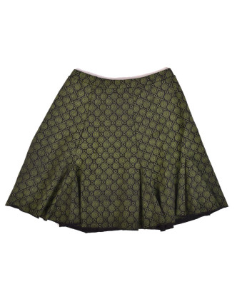 Krátká sukně, černá, zelená kolečka, elastický pas