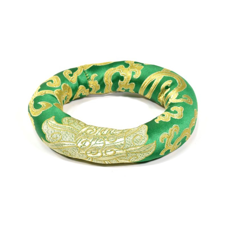 Podložka pod tibetskou mísu ze zeleného brokátu, prům. 12cm