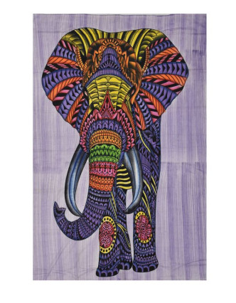 Přehoz s tiskem, Slon, barevný, 130x200 cm