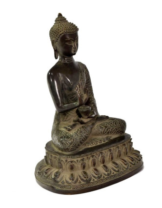 Buddha Amoghasiddhi, mosazná soška, 20x12x27cm