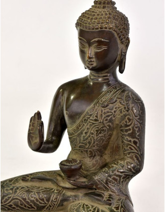 Buddha Amoghasiddhi, mosazná soška, 20x12x27cm