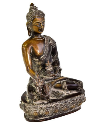 Buddha uzdravující, mosazná soška, 17x10x25cm
