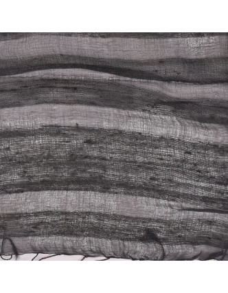 Šátek z hrubého hedvábí, tmavě šedivý, třásně, 35x180cm
