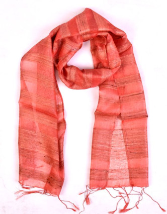 Šátek z hrubého hedvábí, losově růžový, třásně, 35x180cm
