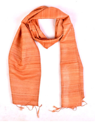Šátek z hrubého hedvábí, světle oranžový, třásně, 35x180cm