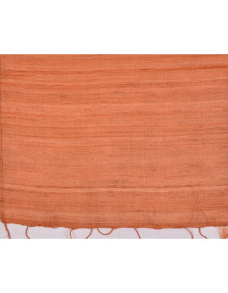 Šátek z hrubého hedvábí, světle oranžový, třásně, 35x180cm
