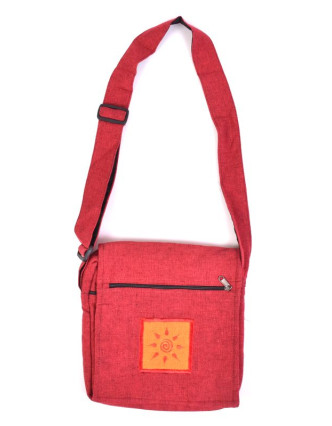 Taška přes rameno, červená, bavlna, 25x25cm, nastavitelný popruh