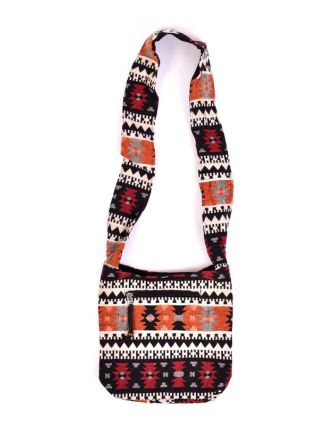 Taška přes rameno, barevná, malá, Aztec design, zip 27x28 cm