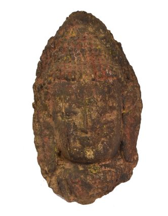 Unikátní maska hlava Buddhy, keramika v úpravě dřeva, 36cm