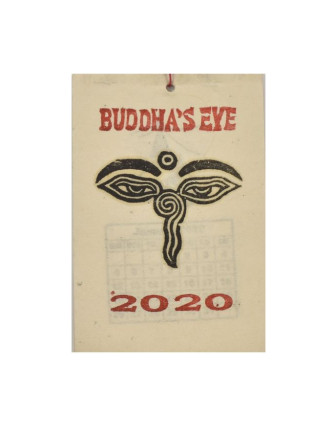 Kalendář na rok 2020 ručně tisklý na rýžovém papíru, 10x15cm