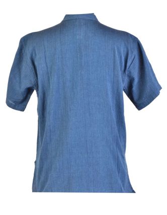 Tmavě modrá pánská košile-kurta s krátkým rukávem a kapsičkou