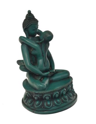 Buddha Shakti, pryskyřice, tyrkysový, 20cm