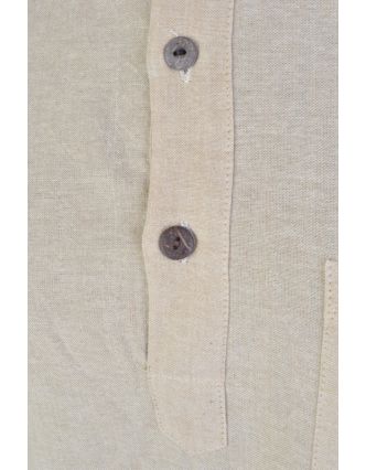 Béžová pánská košile-kurta s krátkým rukávem a kapsičkou
