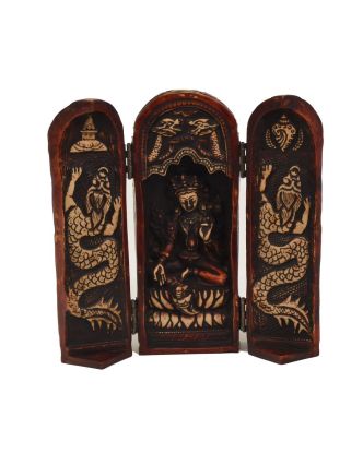 Tara, cestovní oltář, červeno hnědý, pryskyřice, 20cm