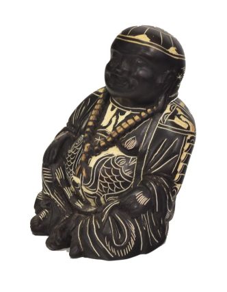 Soška smějící se Buddha, ručně vyřezávaný, pryskyřice