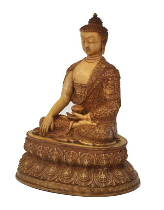 Buddha Šakjamuni, řučně vyřezávaný, pryskyřice, 45cm