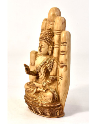 Buddha Amoghasiddhi v dlani, řučně vyřezávaný, pryskyřice, 23cm