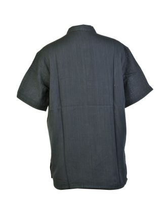 Černá pánská košile-kurta s krátkým rukávem a kapsičkou