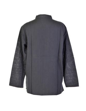 Černá pánská košile-kurta s dlouhým rukávem a kapsičkou, měkčené provedení